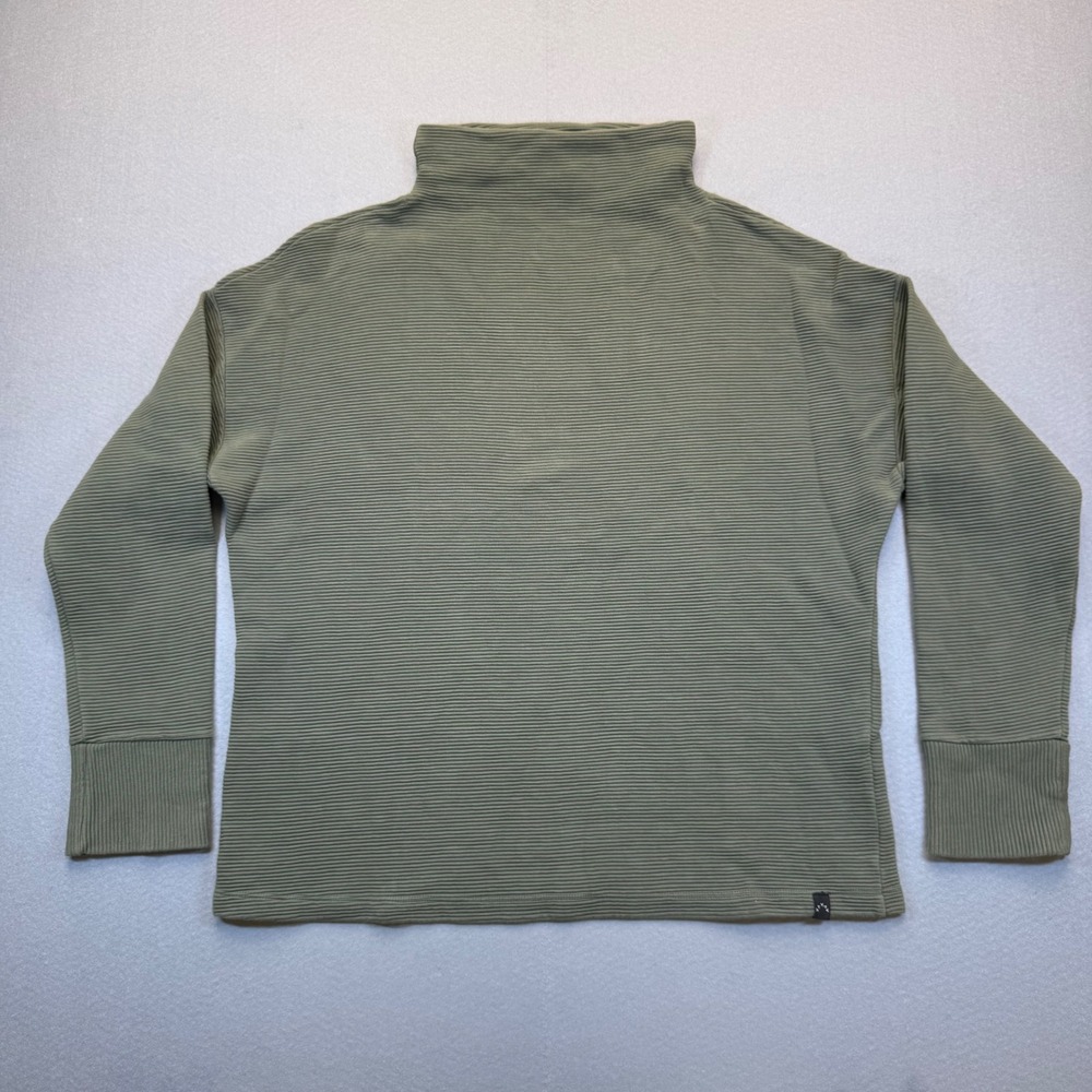 Varley Olive Green Ribbed Mock Neck Pullover Sweatshirt Size L Cotton Portugal